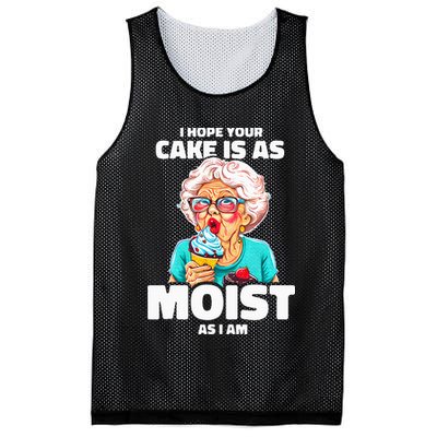 Baking Grandma I Hope Your Cake Is As Moist As I Am Gag Mesh Reversible Basketball Jersey Tank