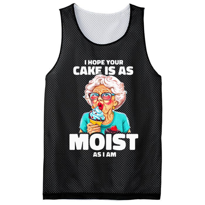Baking Grandma I Hope Your Cake Is As Moist As I Am Gag Mesh Reversible Basketball Jersey Tank