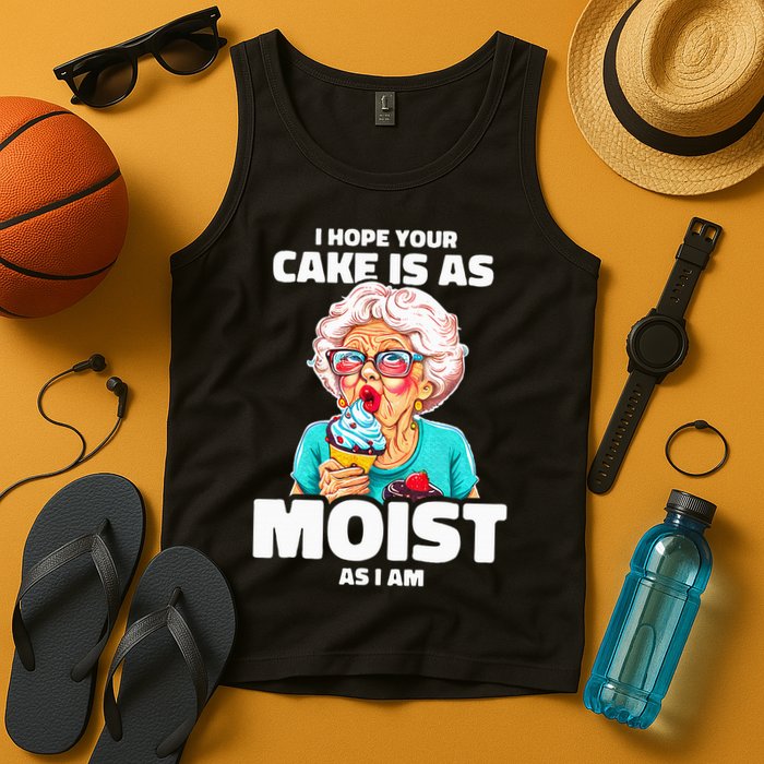 Baking Grandma I Hope Your Cake Is As Moist As I Am Gag Tank Top