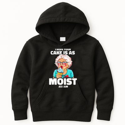 Baking Grandma I Hope Your Cake Is As Moist As I Am Gag Kids Hoodie