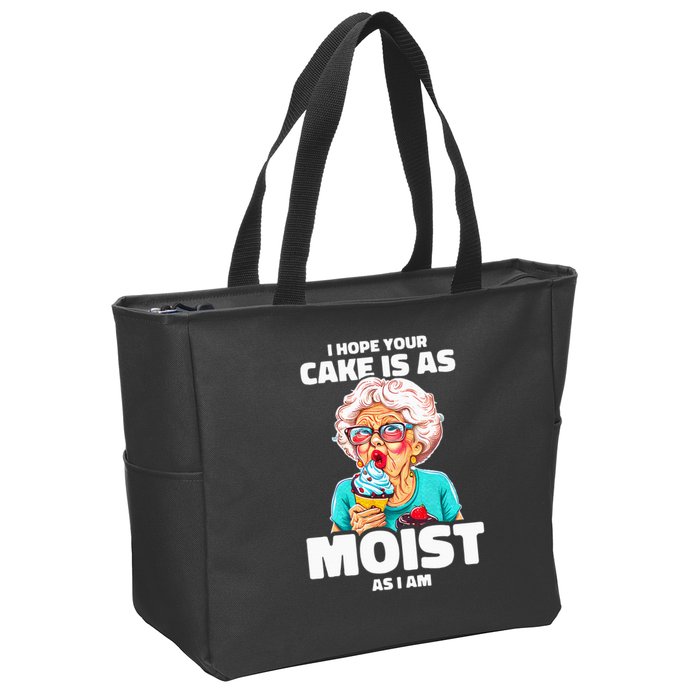 Baking Grandma I Hope Your Cake Is As Moist As I Am Gag Zip Tote Bag