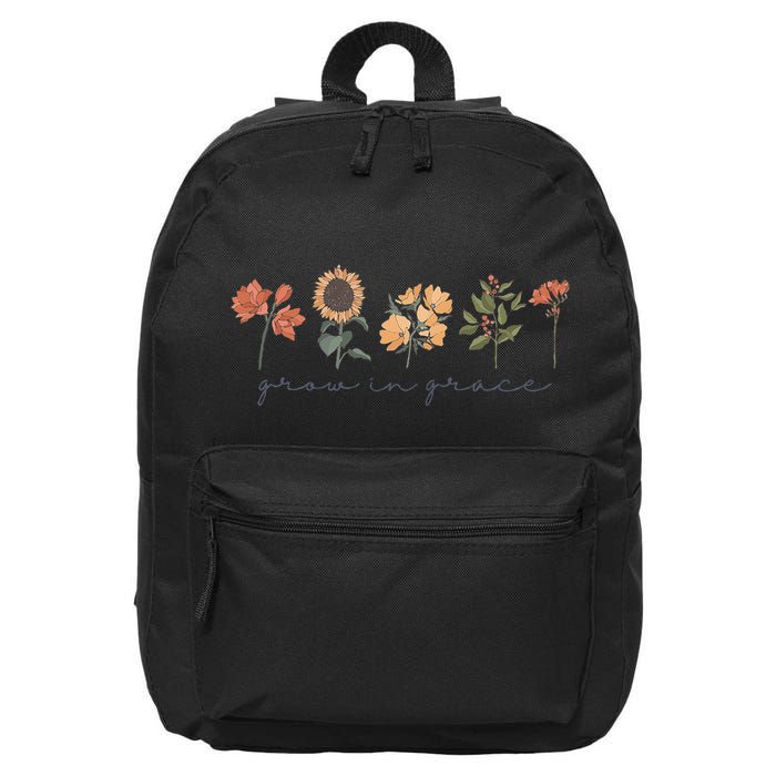 Boho Grow In Grace Wildflower Christian Scripture Religious 16 in Basic Backpack