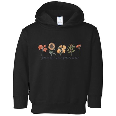 Boho Grow In Grace Wildflower Christian Scripture Religious Toddler Hoodie