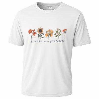 Boho Grow In Grace Wildflower Christian Scripture Religious Performance Shirt