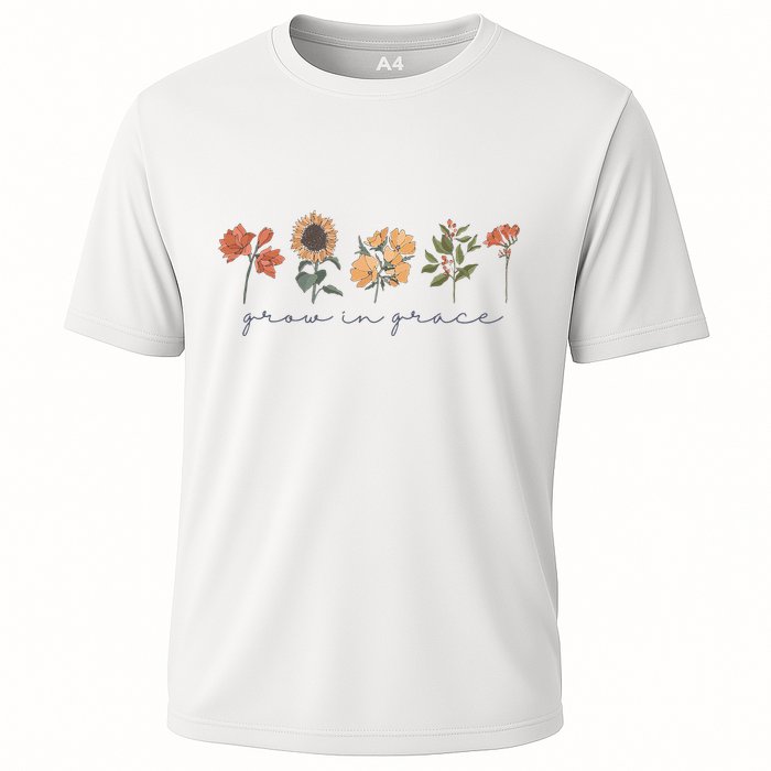 Boho Grow In Grace Wildflower Christian Scripture Religious Performance Shirt