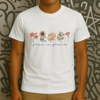 Boho Grow In Grace Wildflower Christian Scripture Religious T-Shirt