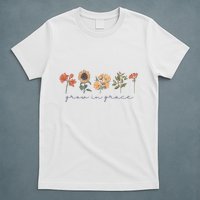 Boho Grow In Grace Wildflower Christian Scripture Religious T-Shirt
