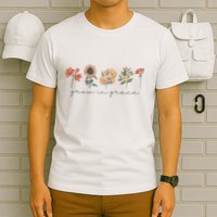 Boho Grow In Grace Wildflower Christian Scripture Religious T-Shirt
