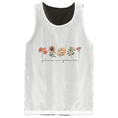 Boho Grow In Grace Wildflower Christian Scripture Religious Mesh Reversible Basketball Jersey Tank