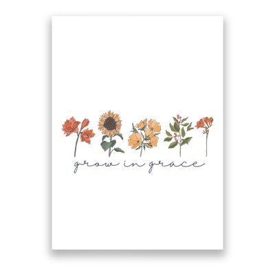 Boho Grow In Grace Wildflower Christian Scripture Religious Poster