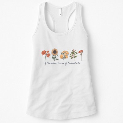 Boho Grow In Grace Wildflower Christian Scripture Religious Womens Tank Top