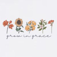 Boho Grow In Grace Wildflower Christian Scripture Religious Baby Bodysuit