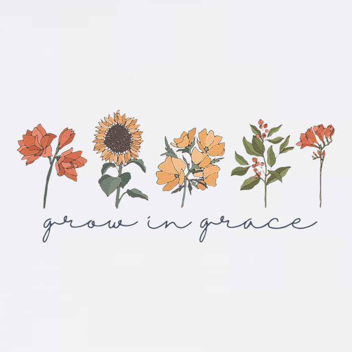 Boho Grow In Grace Wildflower Christian Scripture Religious Baby Bodysuit
