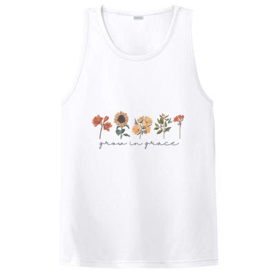 Boho Grow In Grace Wildflower Christian Scripture Religious PosiCharge Competitor Tank