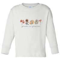 Boho Grow In Grace Wildflower Christian Scripture Religious Toddler Long Sleeve Shirt