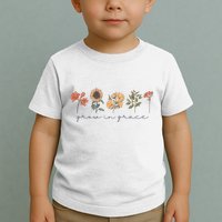 Boho Grow In Grace Wildflower Christian Scripture Religious Toddler T-Shirt