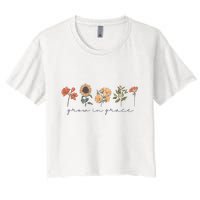 Boho Grow In Grace Wildflower Christian Scripture Religious Crop Top