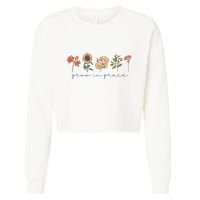 Boho Grow In Grace Wildflower Christian Scripture Religious Cropped Pullover Crew