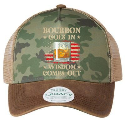 Bourbon Goes In Wisdom Comes Out Funny Drinking Legacy Tie Dye Trucker Hat
