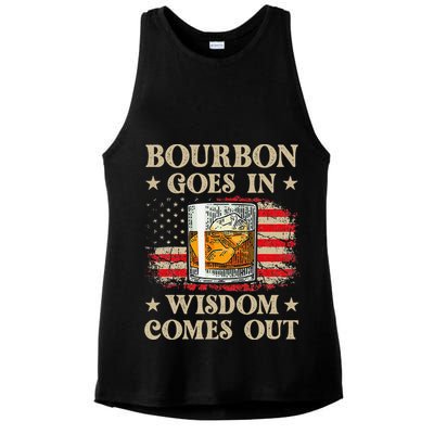 Bourbon Goes In Wisdom Comes Out Funny Drinking Ladies PosiCharge Tri-Blend Wicking Tank