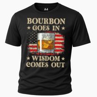 Bourbon Goes In Wisdom Comes Out Funny Drinking Performance Shirt