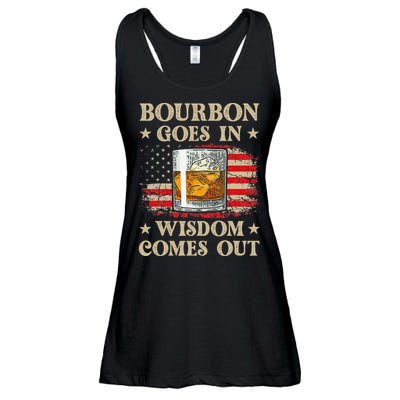 Bourbon Goes In Wisdom Comes Out Funny Drinking Ladies Essential Flowy Tank