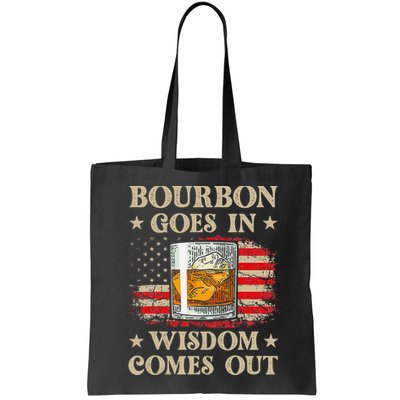 Bourbon Goes In Wisdom Comes Out Funny Drinking Bag