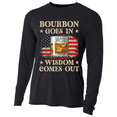 Bourbon Goes In Wisdom Comes Out Funny Drinking Cooling Performance Long Sleeve Crew