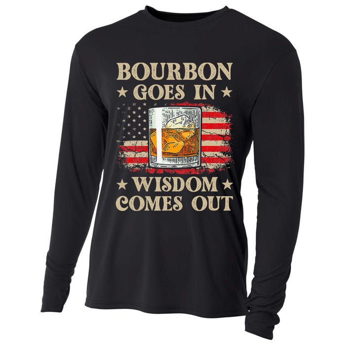 Bourbon Goes In Wisdom Comes Out Funny Drinking Cooling Performance Long Sleeve Crew