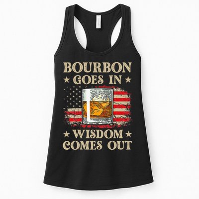 Bourbon Goes In Wisdom Comes Out Funny Drinking Womens Tank Top