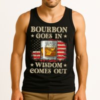 Bourbon Goes In Wisdom Comes Out Funny Drinking Tank Top