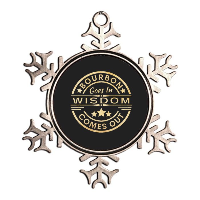 Bourbon Goes In Wisdom Comes Out Funny Drinking Metallic Star Ornament