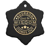 Bourbon Goes In Wisdom Comes Out Funny Drinking Ceramic Star Ornament