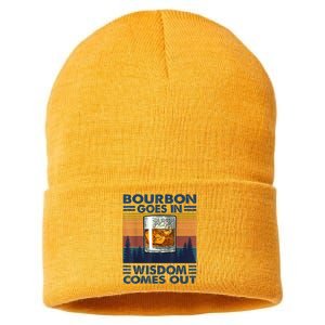 Bourbon Goes In Wisdom Comes Out Bourbon Drinking Lover Gift Sustainable Knit Beanie