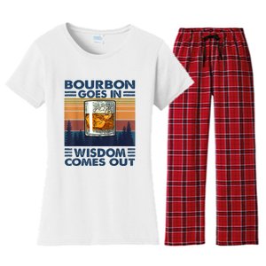 Bourbon Goes In Wisdom Comes Out Bourbon Drinking Lover Gift Women's Flannel Pajama Set