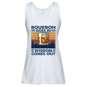 Bourbon Goes In Wisdom Comes Out Bourbon Drinking Lover Gift Ladies Essential Flowy Tank