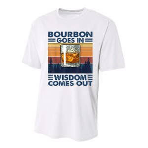 Bourbon Goes In Wisdom Comes Out Bourbon Drinking Lover Gift Performance Sprint T-Shirt