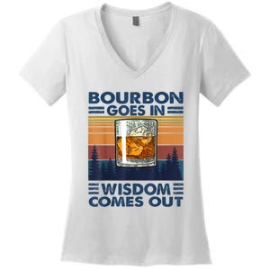 Bourbon Goes In Wisdom Comes Out Bourbon Drinking Lover Gift Women's V-Neck T-Shirt