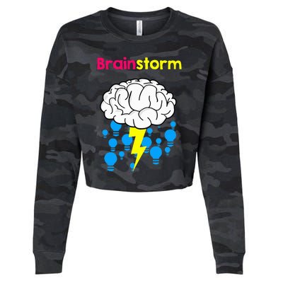 Brainstorm Good Idea Lightbulb Thunder Cropped Pullover Crew