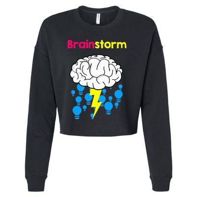 Brainstorm Good Idea Lightbulb Thunder Cropped Pullover Crew