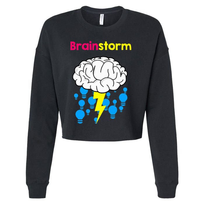 Brainstorm Good Idea Lightbulb Thunder Cropped Pullover Crew