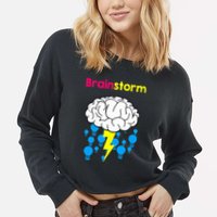 Brainstorm Good Idea Lightbulb Thunder Cropped Pullover Crew