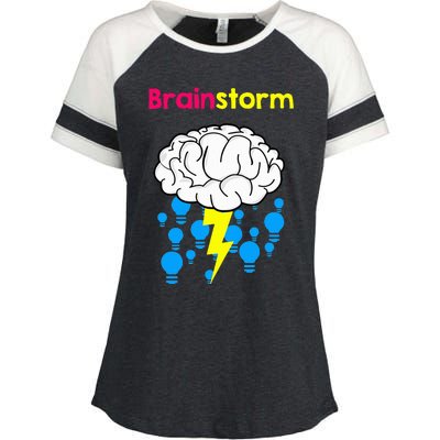 Brainstorm Good Idea Lightbulb Thunder Enza Ladies Jersey Colorblock Tee