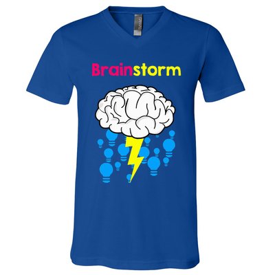 Brainstorm Good Idea Lightbulb Thunder V-Neck T-Shirt