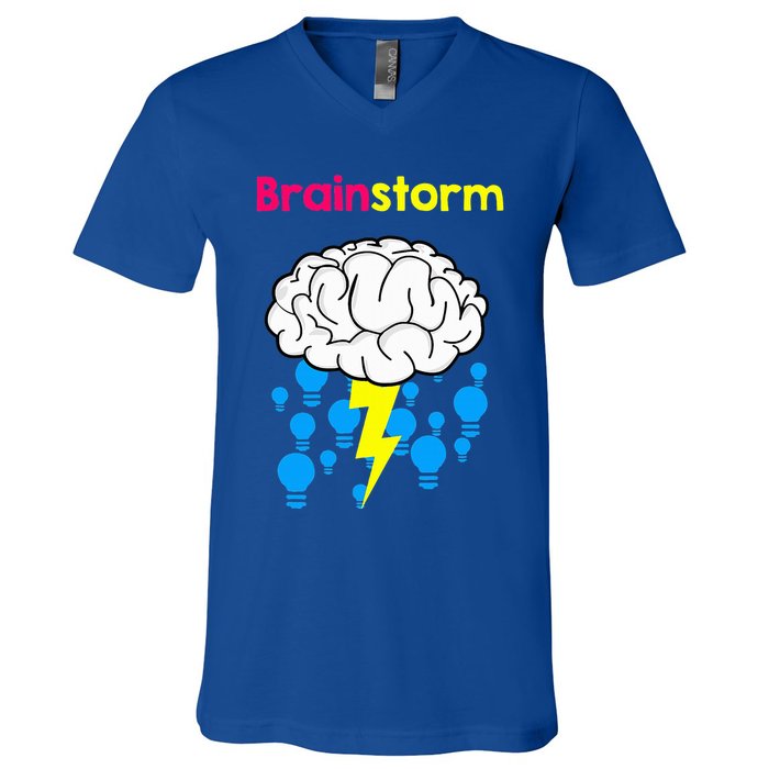 Brainstorm Good Idea Lightbulb Thunder V-Neck T-Shirt