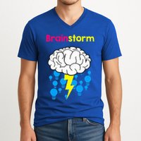 Brainstorm Good Idea Lightbulb Thunder V-Neck T-Shirt