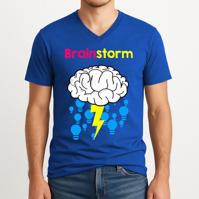 Brainstorm Good Idea Lightbulb Thunder V-Neck T-Shirt