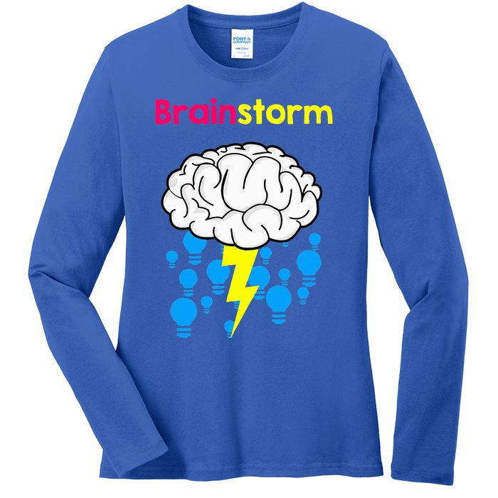 Brainstorm Good Idea Lightbulb Thunder Ladies Long Sleeve Shirt