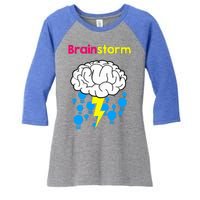 Brainstorm Good Idea Lightbulb Thunder Women's Tri-Blend 3/4-Sleeve Raglan Shirt