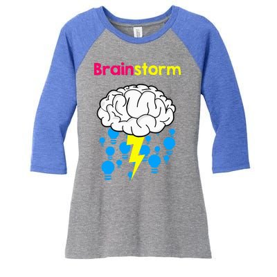 Brainstorm Good Idea Lightbulb Thunder Women's Tri-Blend 3/4-Sleeve Raglan Shirt